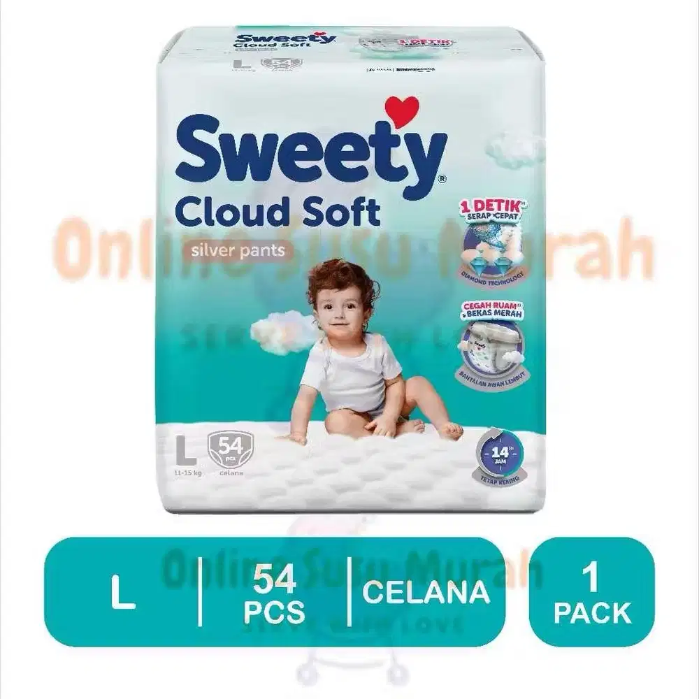 Popok bayik merk sweety Ukuran L 54 (6 ball)