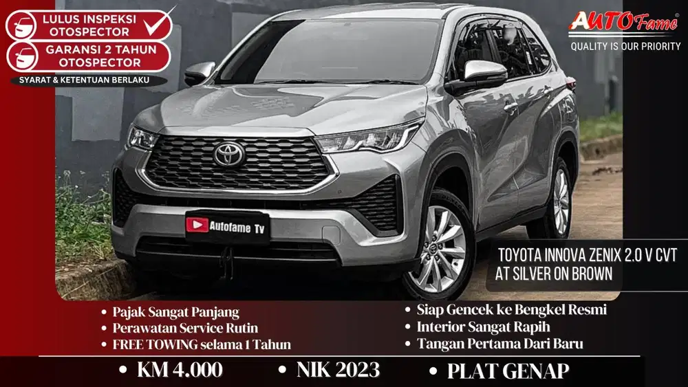 KM4RB Toyota Innova Zenix 2.0 V CVT AT Silver On Brown NIK 2023