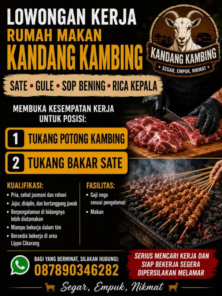 LOWONGAN KERJA - RUMAH MAKAN SATE KAMBING