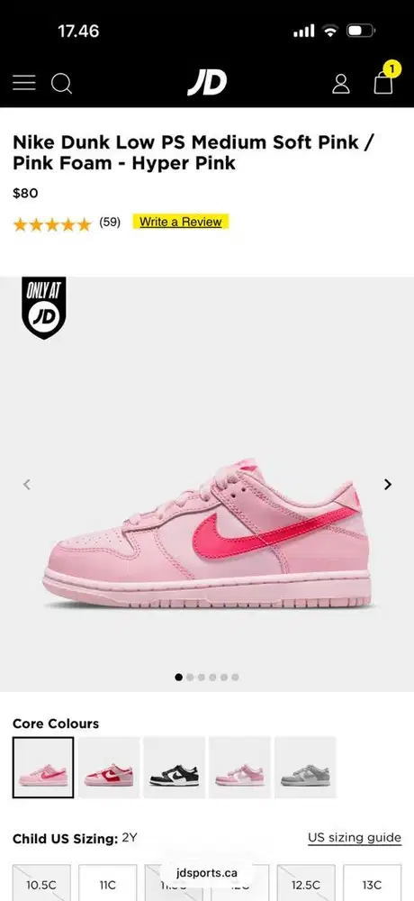 Nike dunk low med soft pink