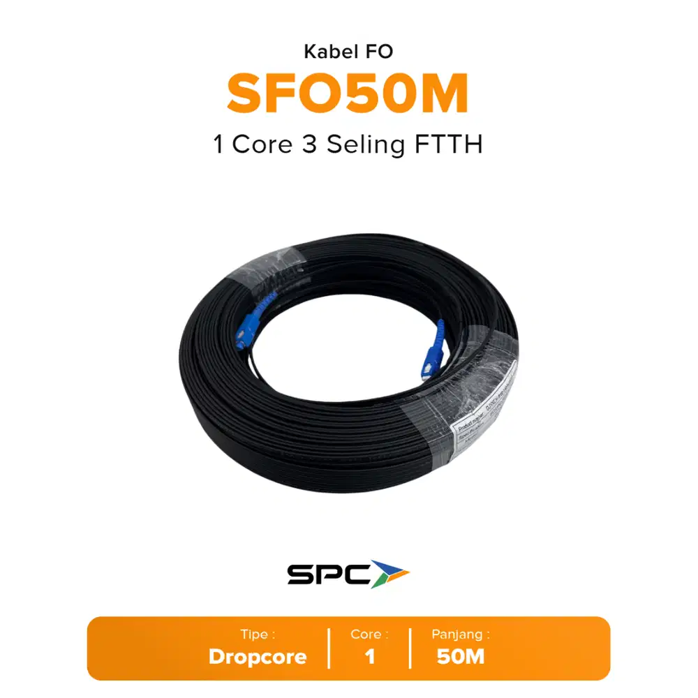 SPC SFO50M 1 Core 3 Seling FTTH Dropcore Fiber Optic Cable Kabel - 50M
