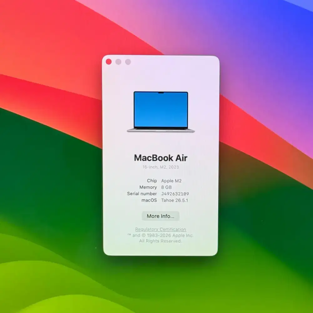 Macbook Air M2 Ram 8 Ssd 512 Layar 13 inch Starilght mulus full set