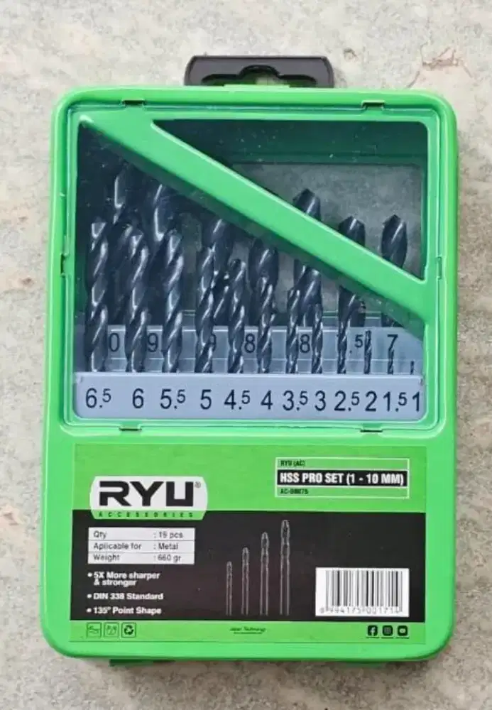 RYU AC-DB048 Mata Bor Stainless HSS Cobalt Set 1 - 10mm (19 PCS)