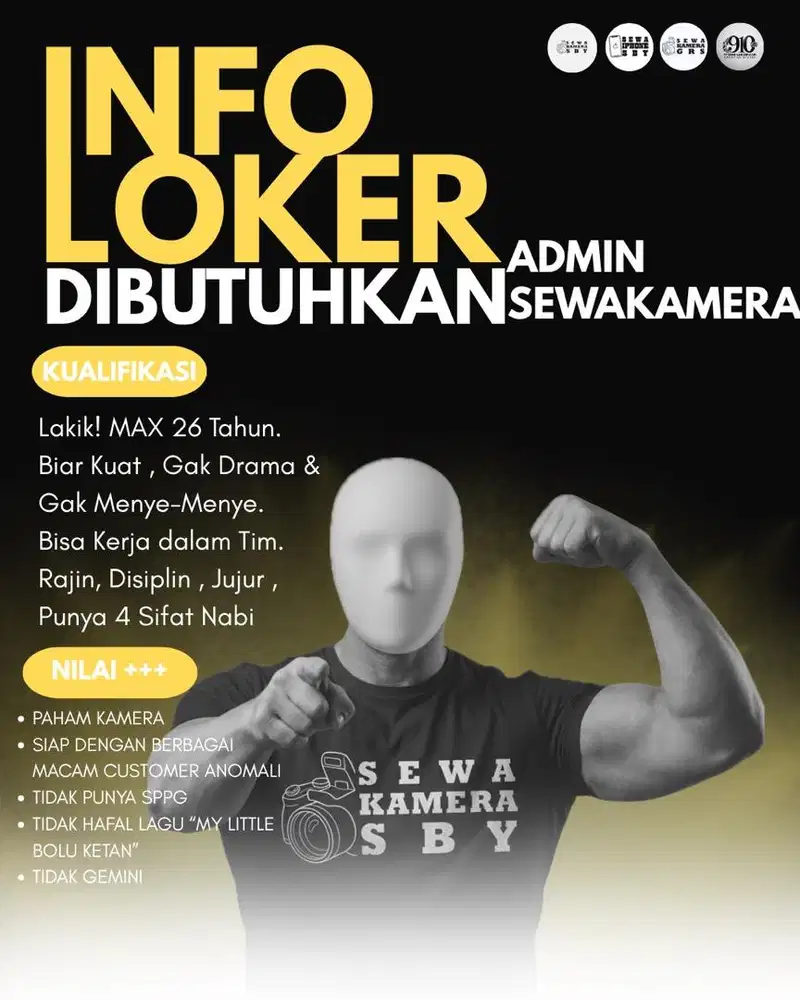 Dicari admin sewakamera