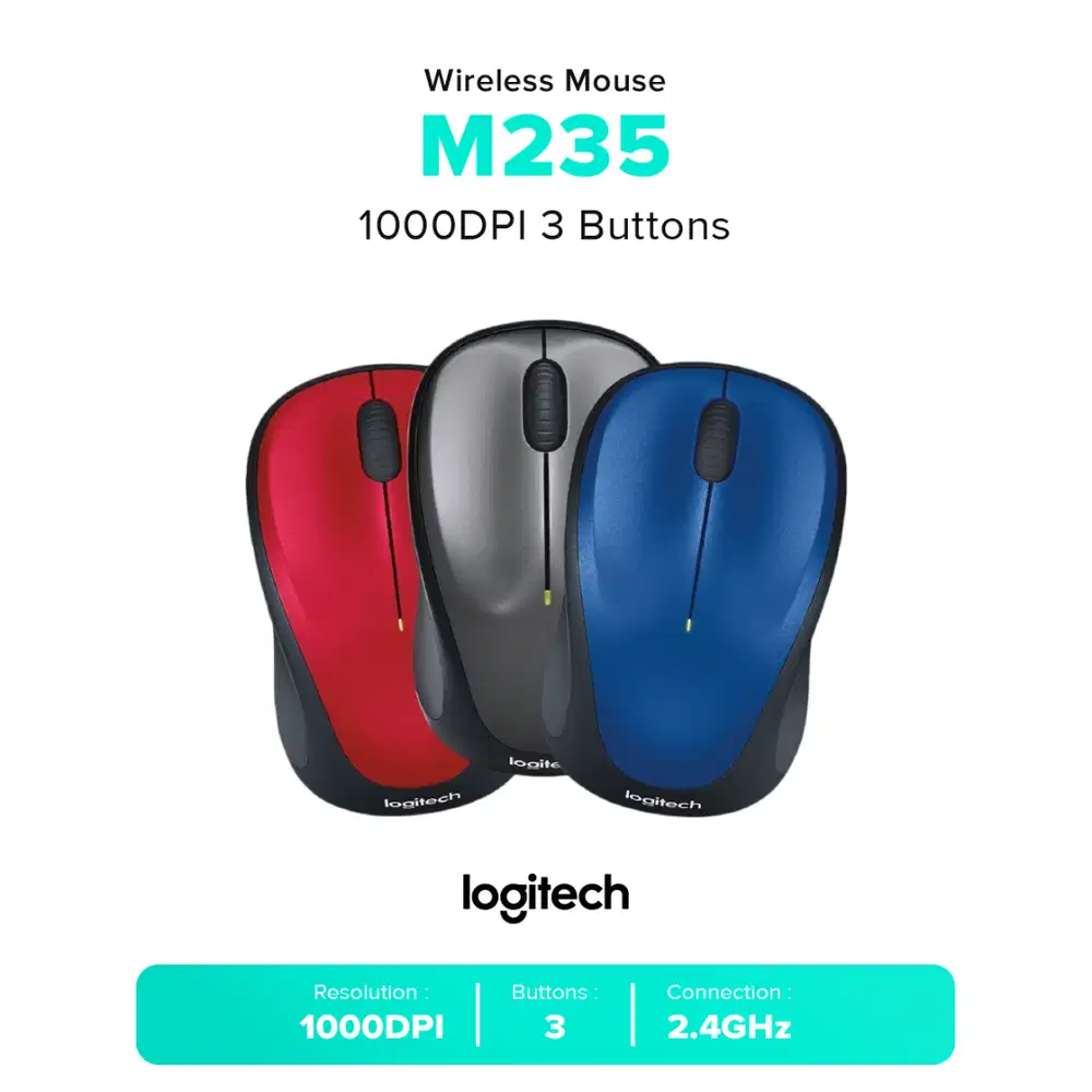 Logitech M235 1000DPI 3 Buttons Compact Design Wireless Mouse