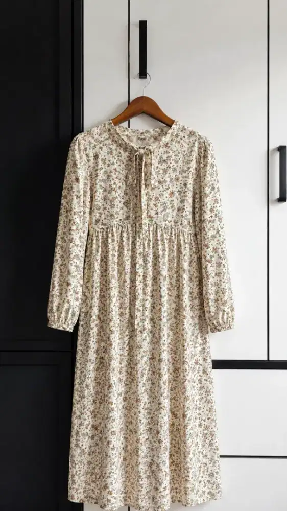 Gamis Floral Cream