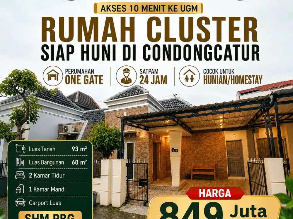 RUMAH CLUSTER SIAP HUNI DI CONDONGCATUR