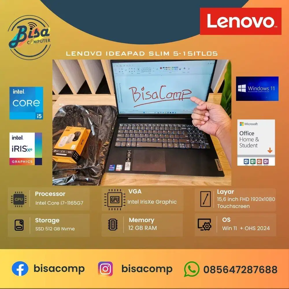 Lenovo IP slim 5-15ITL05 Core i7 11th Gen SSD 512gb Ram 12gb 15,6inch