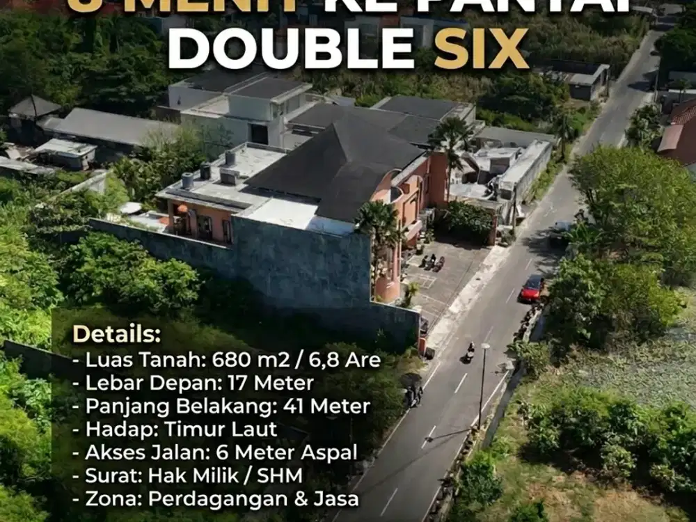 Tanah Komersial di Sunset Road 8 Menit ke Pantai Double Six Bali
