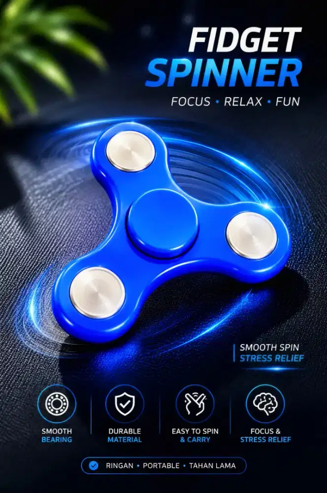 Fidget Spinner 3 Bearing Mainan Relaksasi Fokus Anak Dewasa