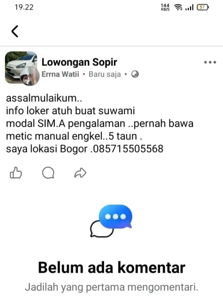 cari kerjaan..modal SIM.A