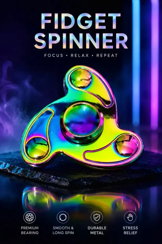 Fidget Spinner Metal Rainbow 3 Sisi Premium