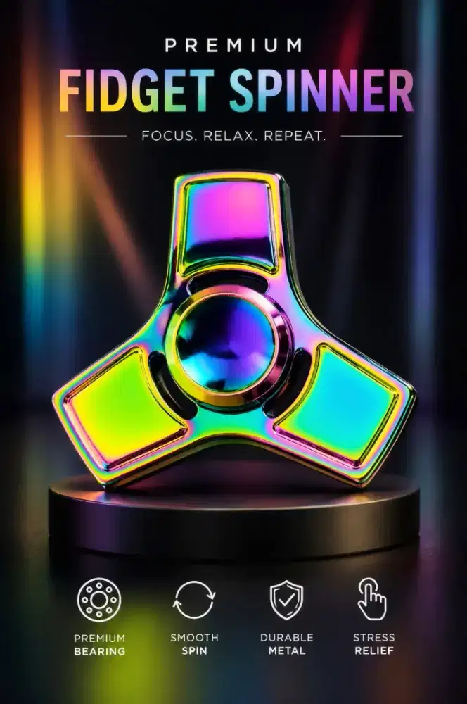 Spinner Anti Stres Metal Rainbow Premium Putaran Halus