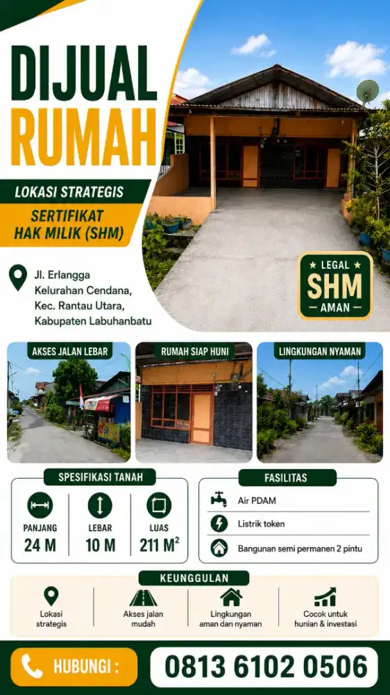 DIJUAL RUMAH STRATEGIS DI RANTAU UTARA – SHM AMAN - Harga bisa nego