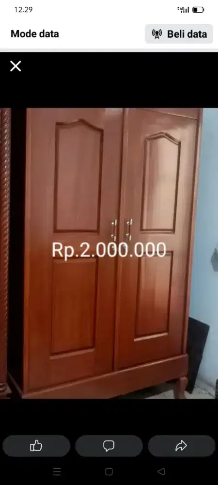 Lemari kayu full jati bekas dah mepamin