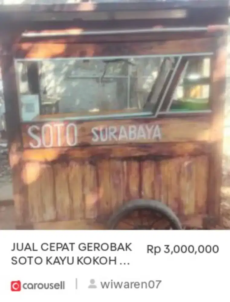 JUAL CEPAT GEROBAK SOTO KAYU KOKOH - Bonus Dandang
