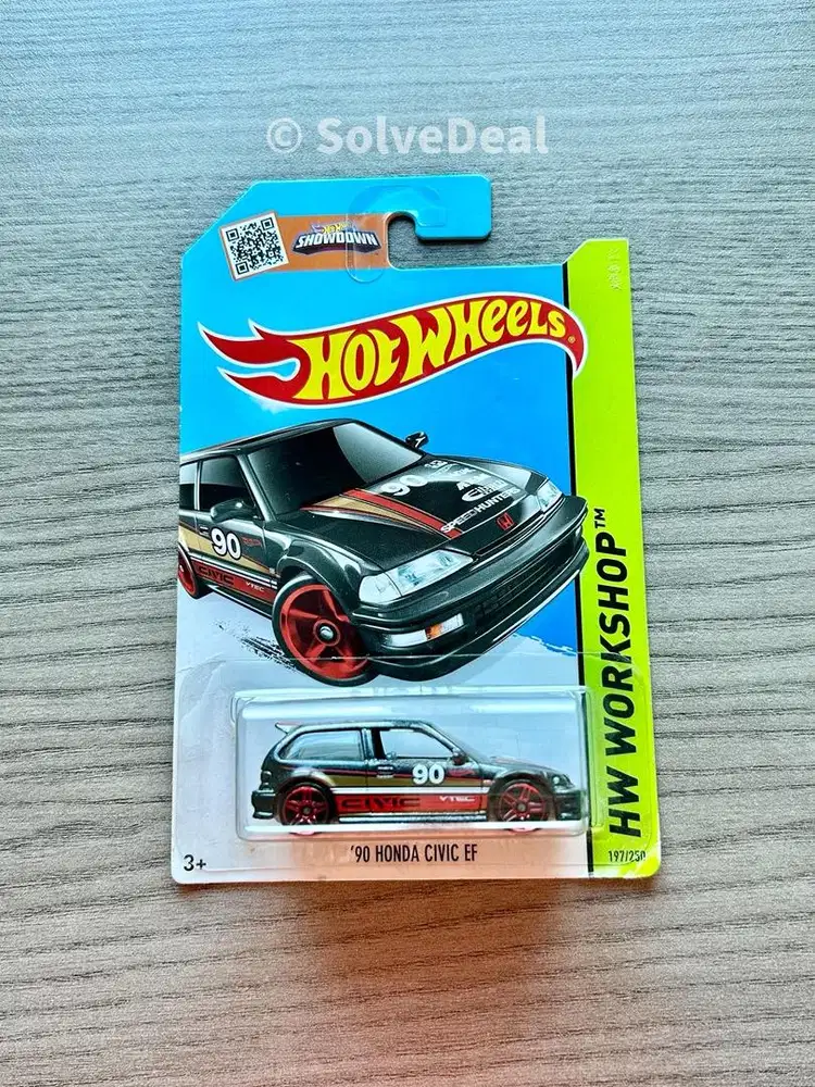 Hot Wheels 90 Honda Civic EF 2015 Metalflake Black Koleksi Hotwheels