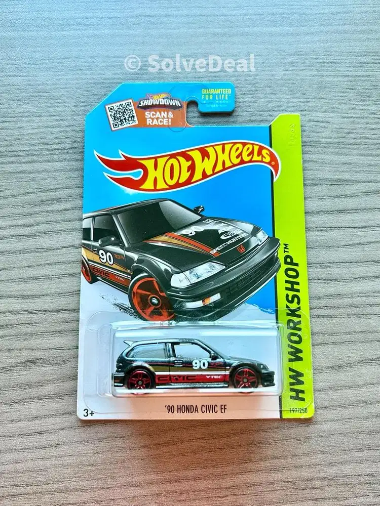 Hot Wheels 90 Honda Civic EF US Card 2015 Metalflake Black Hotwheels