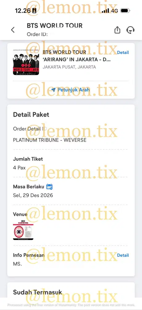 BTS Arirang Jakarta - Platinum Tribune Day 3 PRESALE