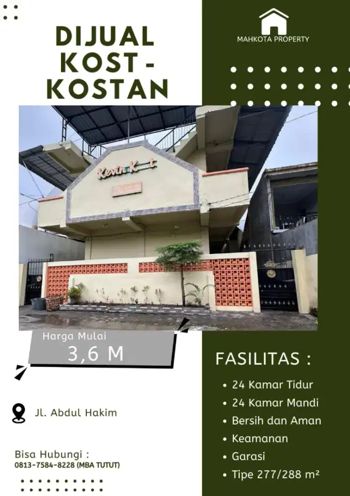 KOST KOST AN 24 PINTU UKURAN 12x24 METER