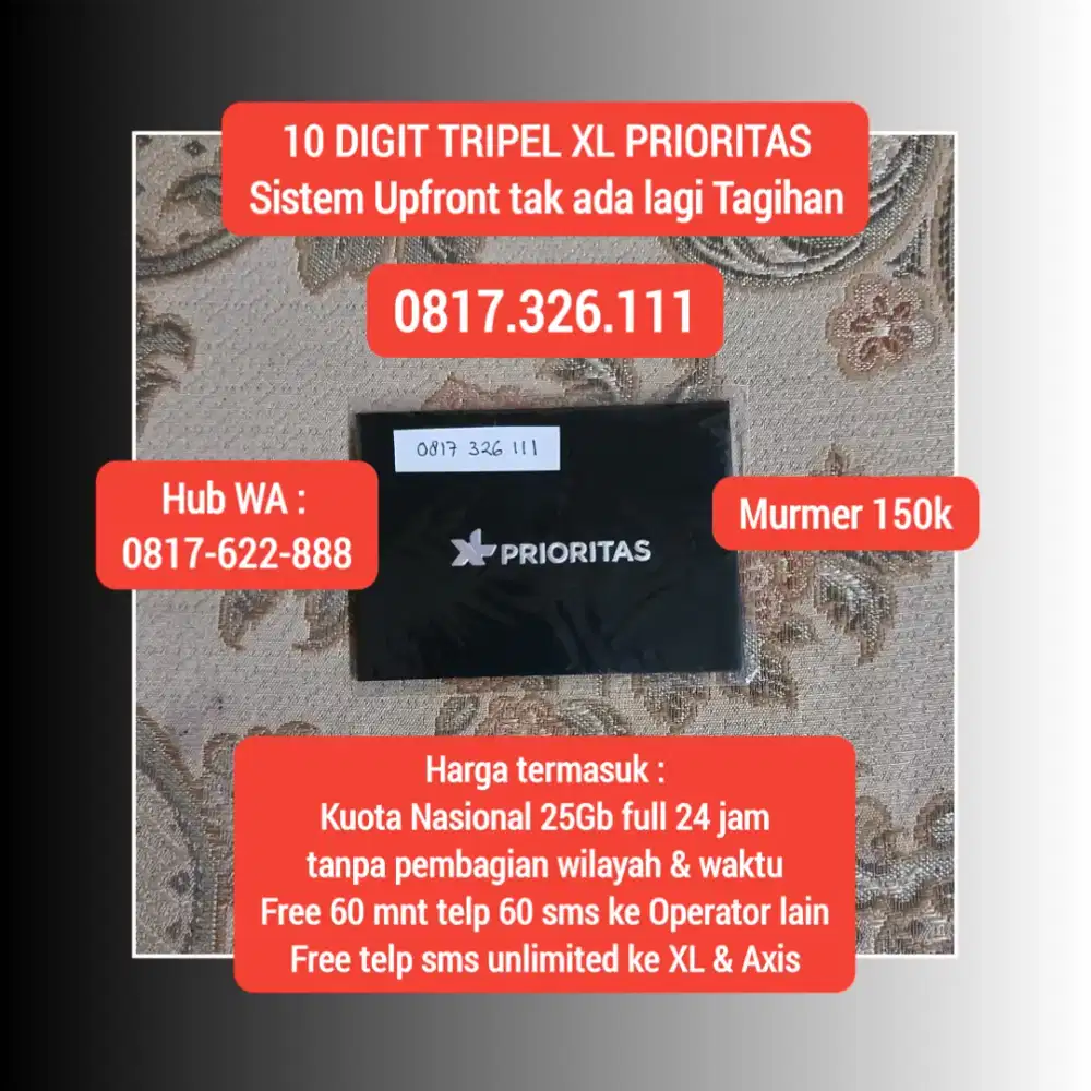10 digit Rapi Cantik XL PRIORITAS