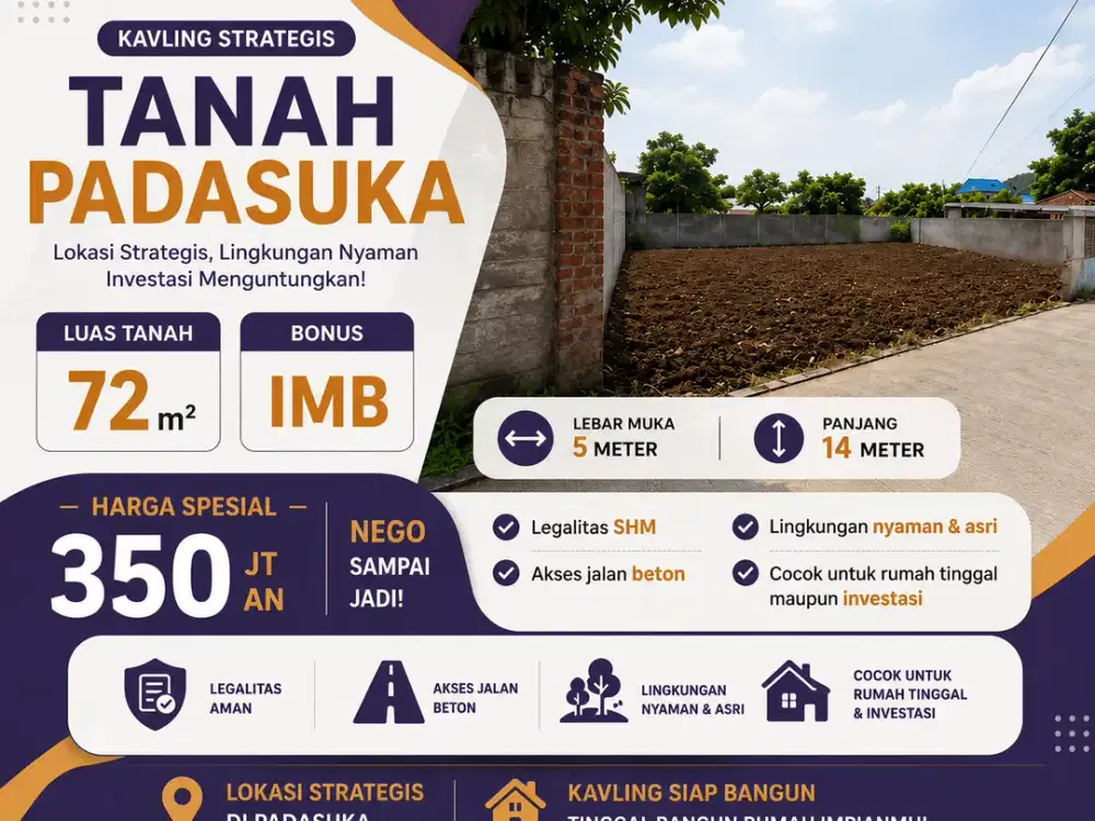 Tanah Padasuka Bandung SHM Bonus IMB