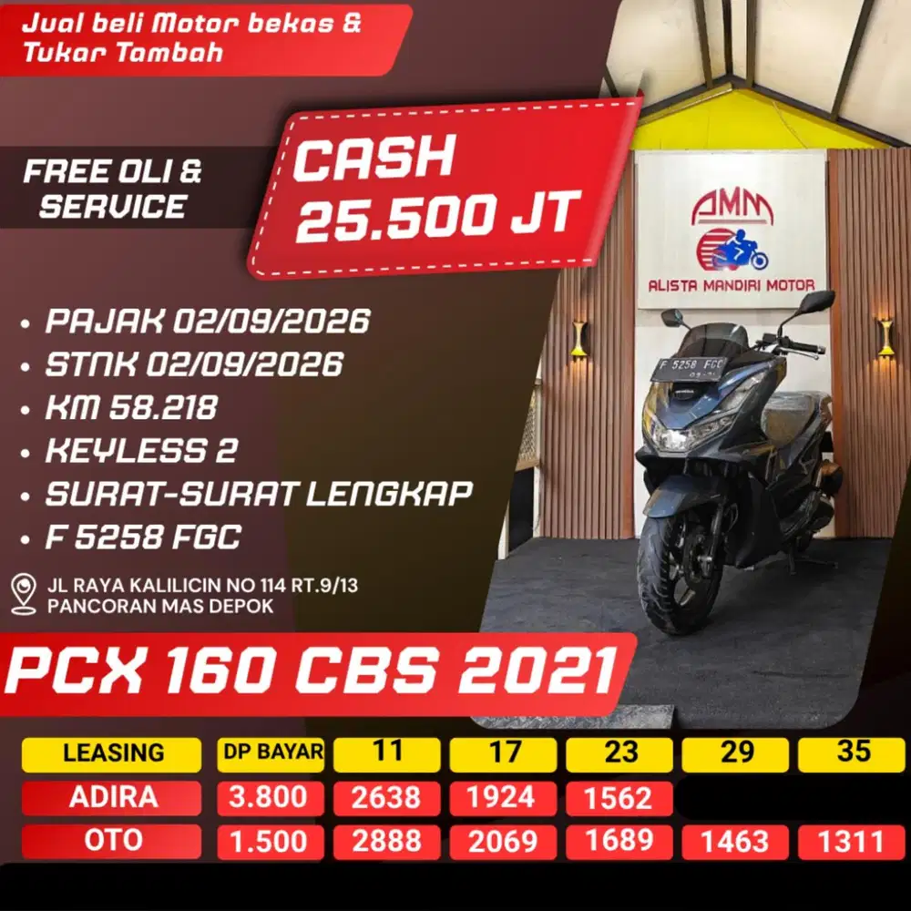 PCX 160 CBS 2021 PAJAK HIDUP REMOT 2 CASH / KREDIT ALISTA