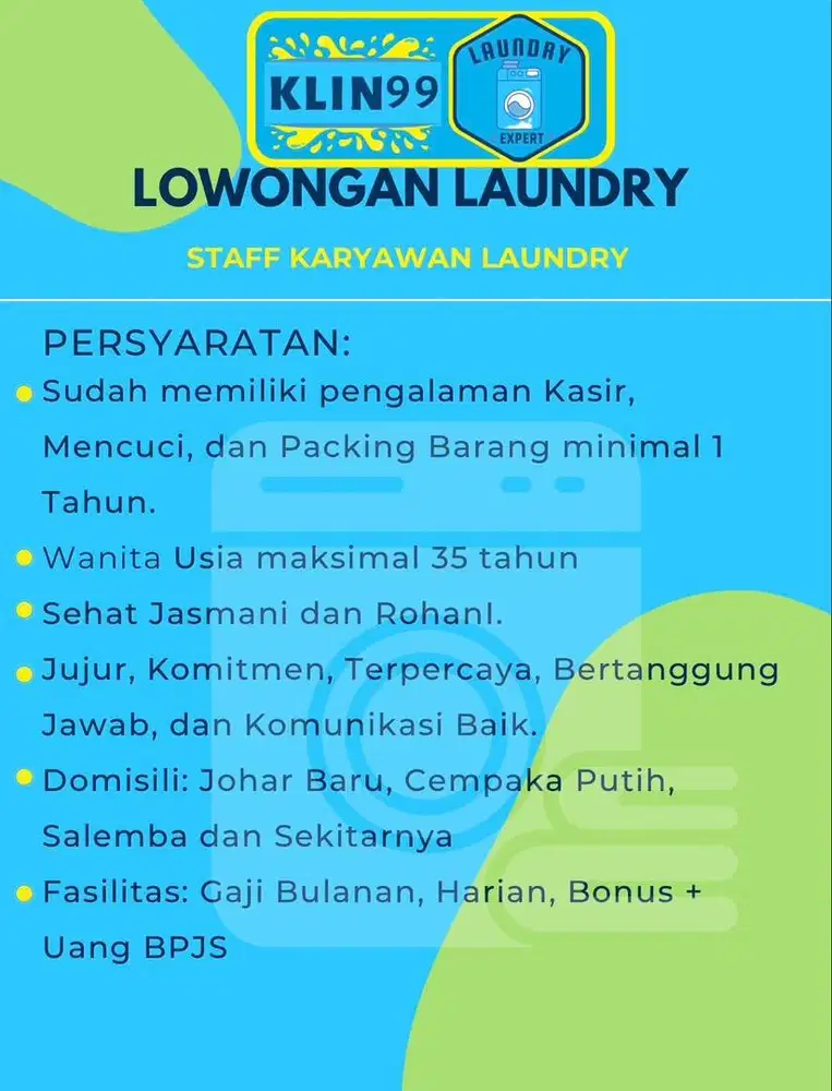 LOWONGAN STAFF LAUNDRY