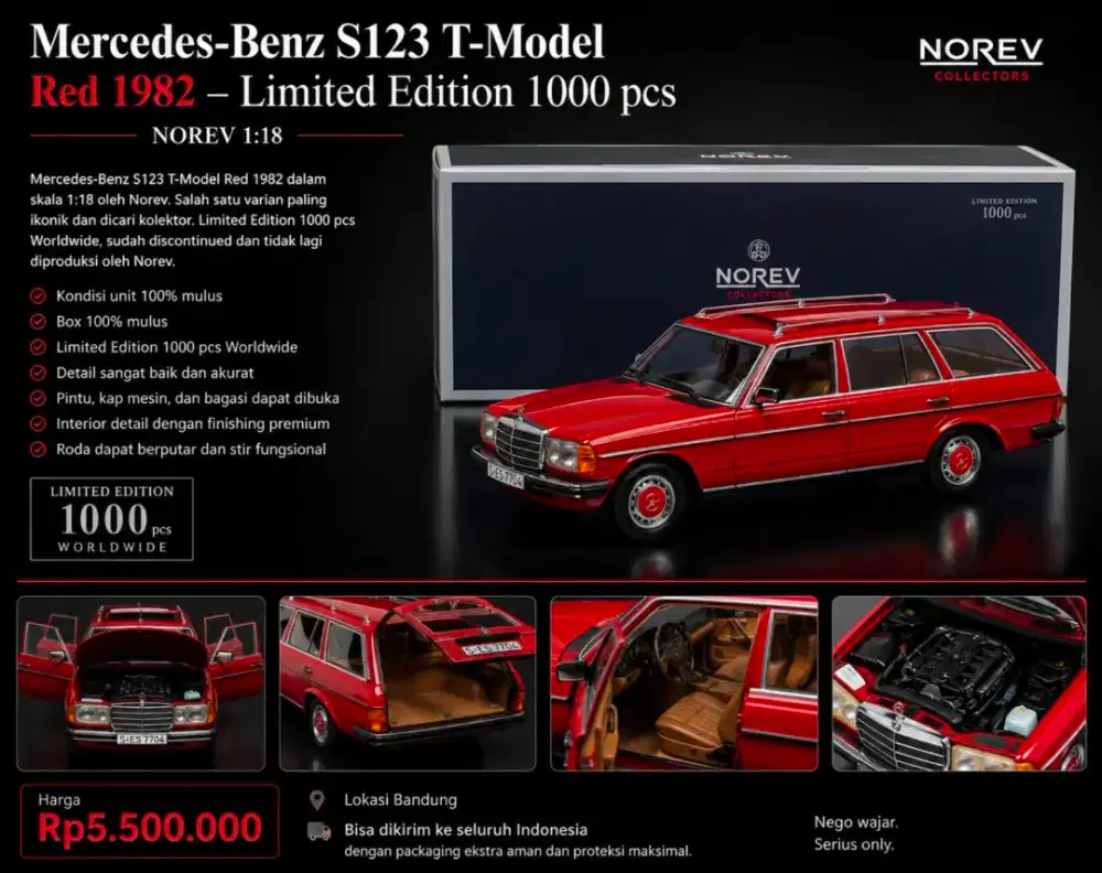 Norev Mercedes Benz S123 Red Limited Edition Die Cast super rare