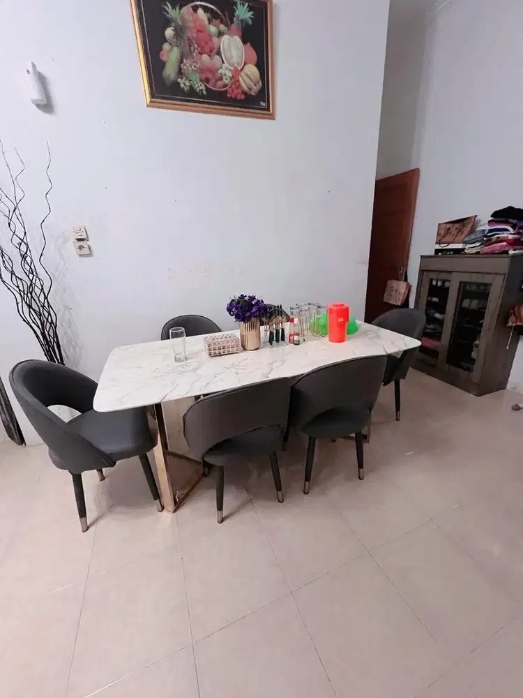 meja makan full granite marmer