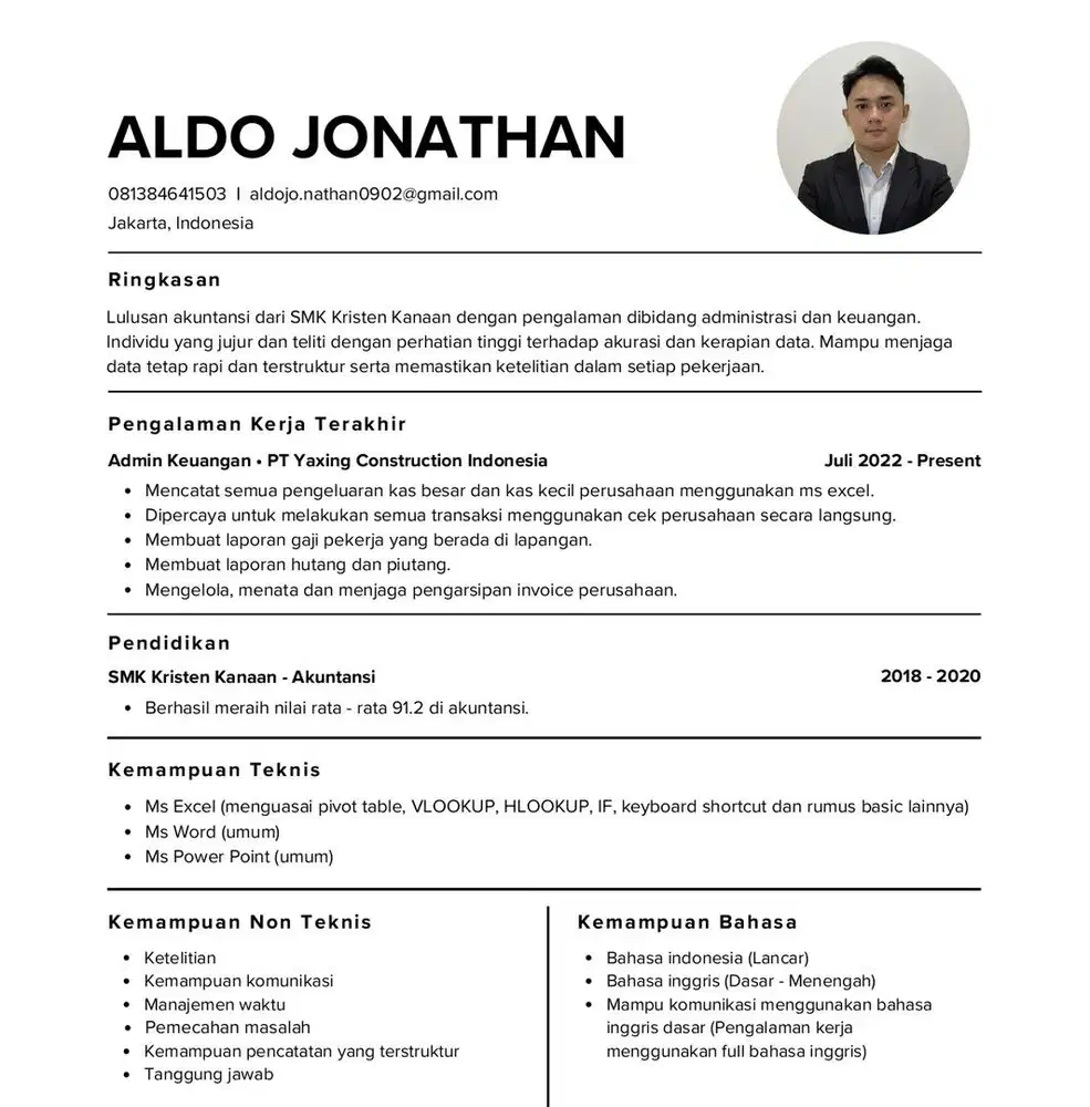 SAYA MENCARI PEKERJAAN WFH DIBAGIAN FINANCE UNTUK CAFE ATAU GEREJA