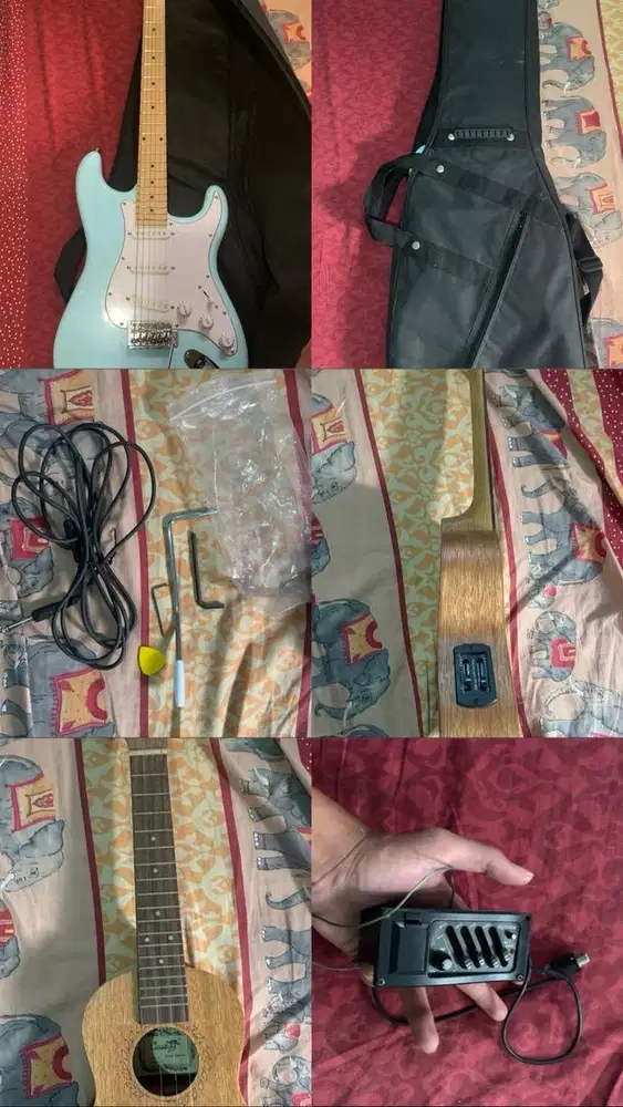 Gitar electric kowe & Ukulele cowboy