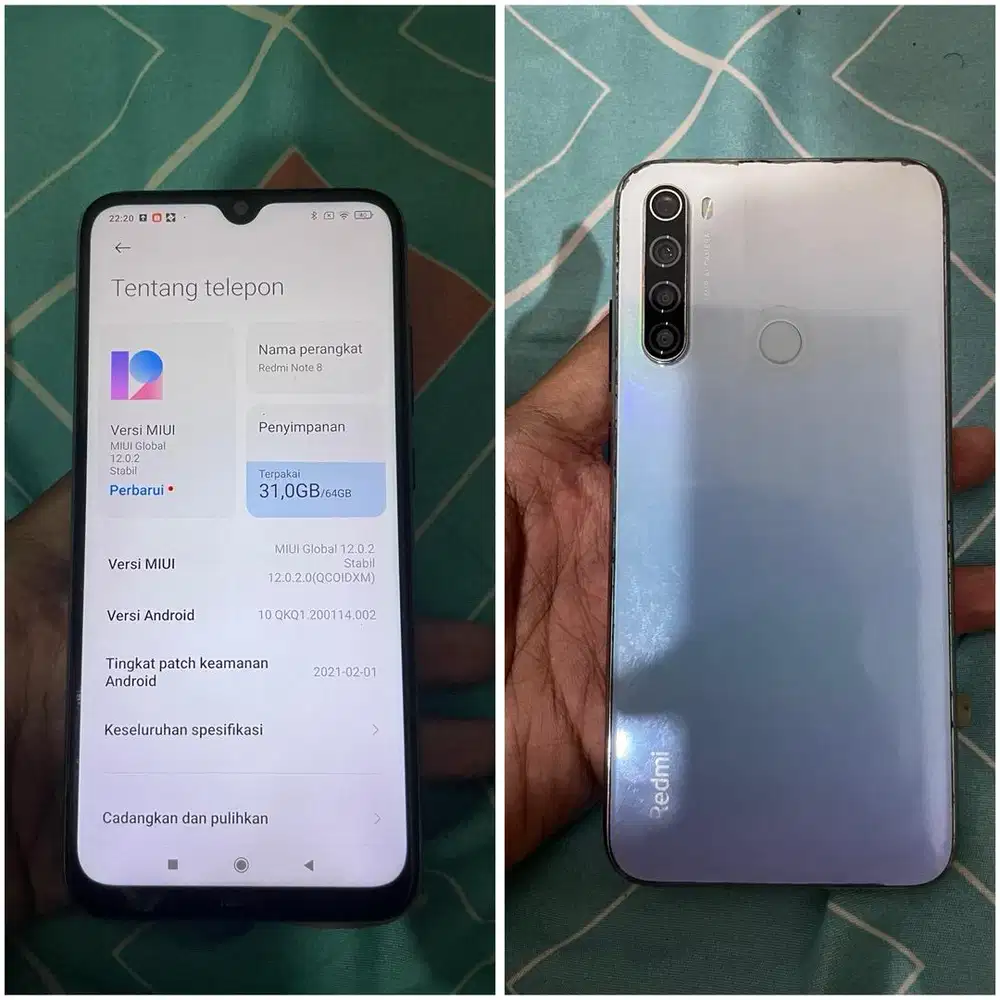 REDMI NOTE 8 (SIDIK JARI ON) RAM 4/64