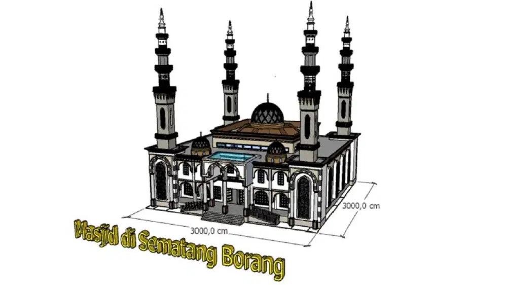 File Sketchup Gambar 3 Dimensi Masjid Besar