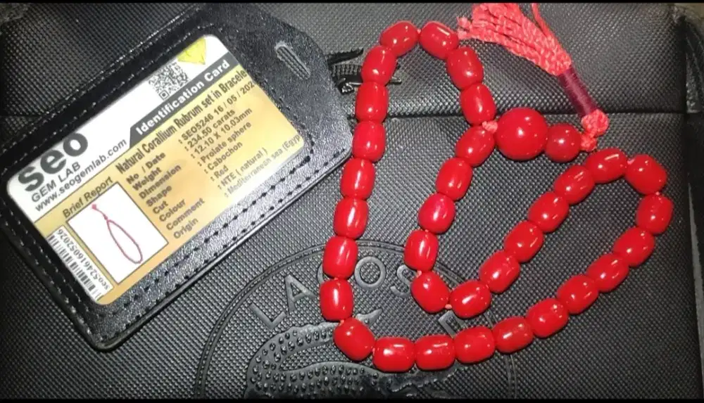 Tasbih Batu Marjan Asli Laut Mediterania ( Red Coral  )