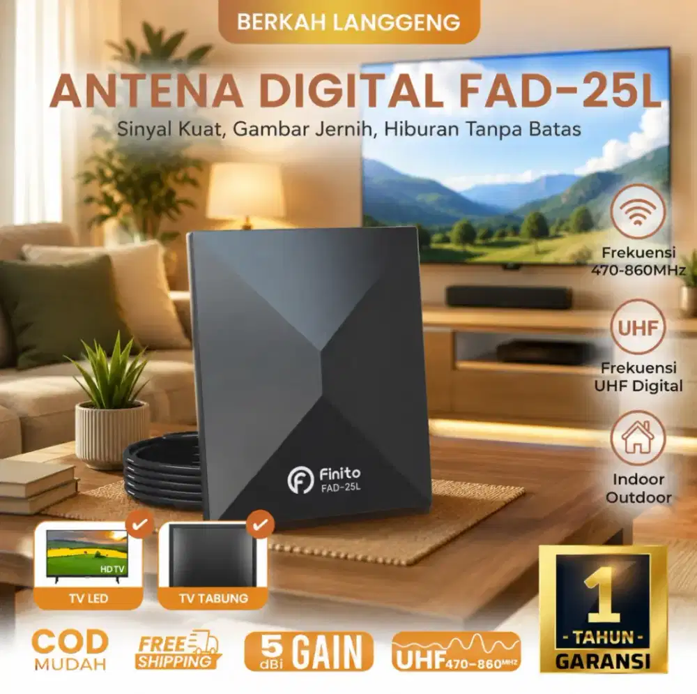 ANTENA TV DIGITAL INDOOR/OUTDOOR FREE KABEL 8M