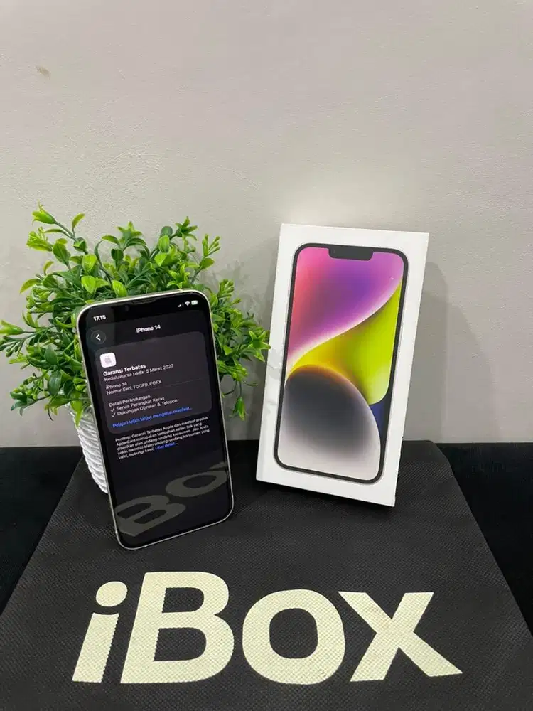 IPhone 14 128GB iBox Starlight mulus Fullset Ori BH 100% Garansi aktif