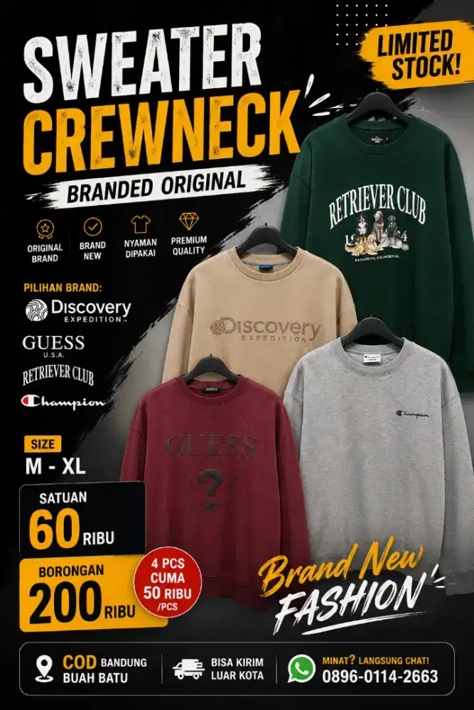 Sale Borong 4pcs Sweater CN Branded Original Berkualitas Terbaru Keren