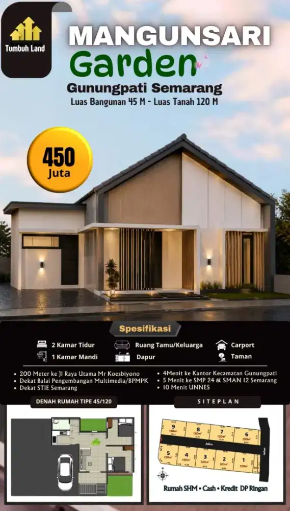 Rumah ready siap huni Di Semarang sekitar Unnes bisa cash or kredit