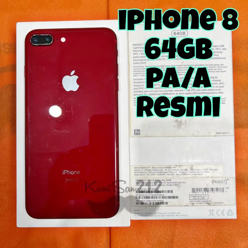 iPhone 8 Plus 64GB Red A11 Bionic 15W iOS 16.7.12 Resmi Indonesia PA/A