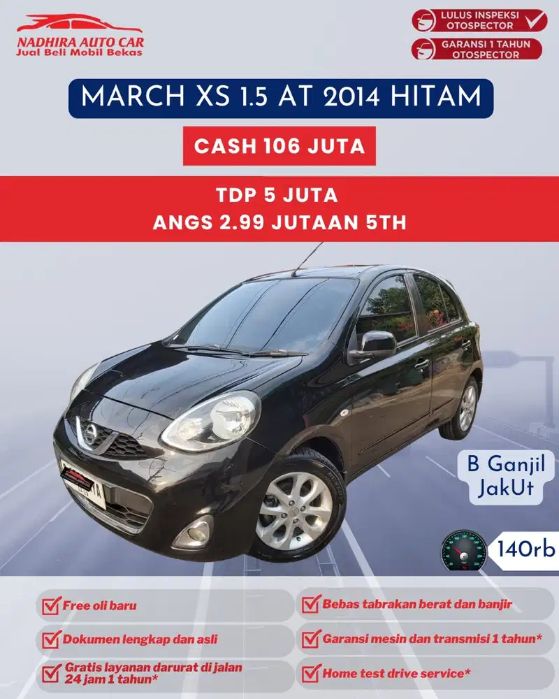 Dp 5 Juta March 1.5 XS AT 2014 Hitam
