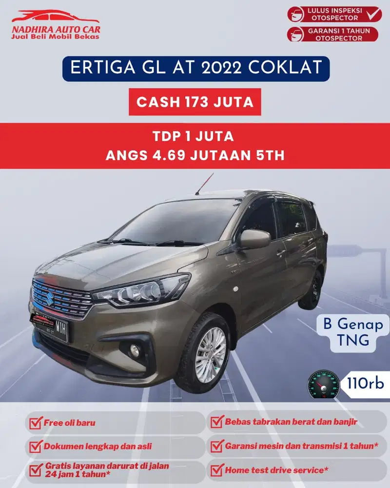 TDP 1 Juta Ertiga GL AT 2022 Coklat