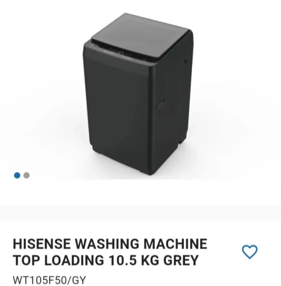 Mesin cuci top loading hisense 10.5 kg