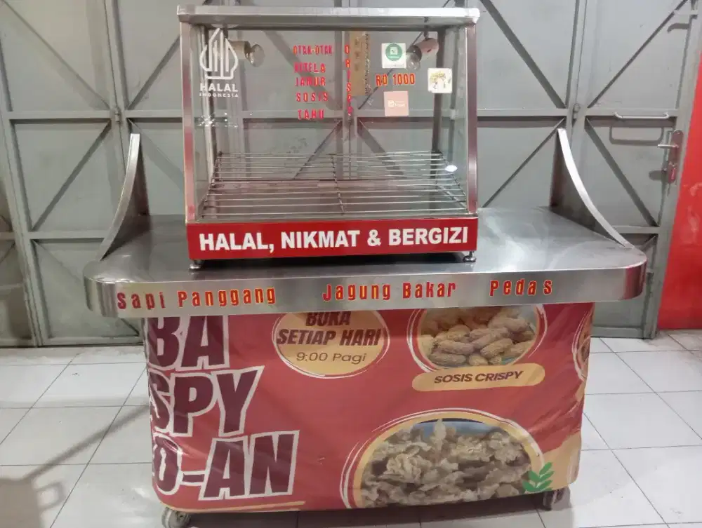 DIJUAL SET BOOTH+ETALASE STAINLESS COCOK BUAT CHICKEN,AYAM GEPREK,DLL