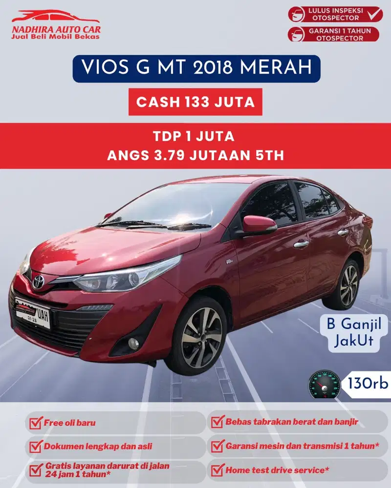TDP 1 Juta Vios G MT 2018 Merah