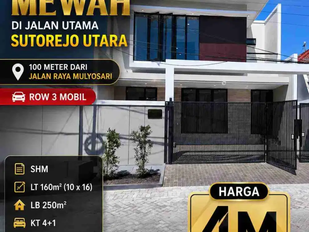 Dijual Rumah Baru Mewah di jalan utama Sutorejo Utara,