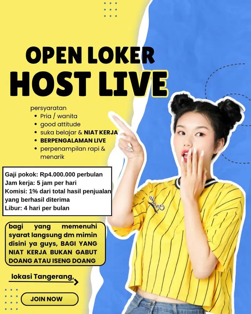 LOKER HOST LIVE JUALAN DI TIKTOK