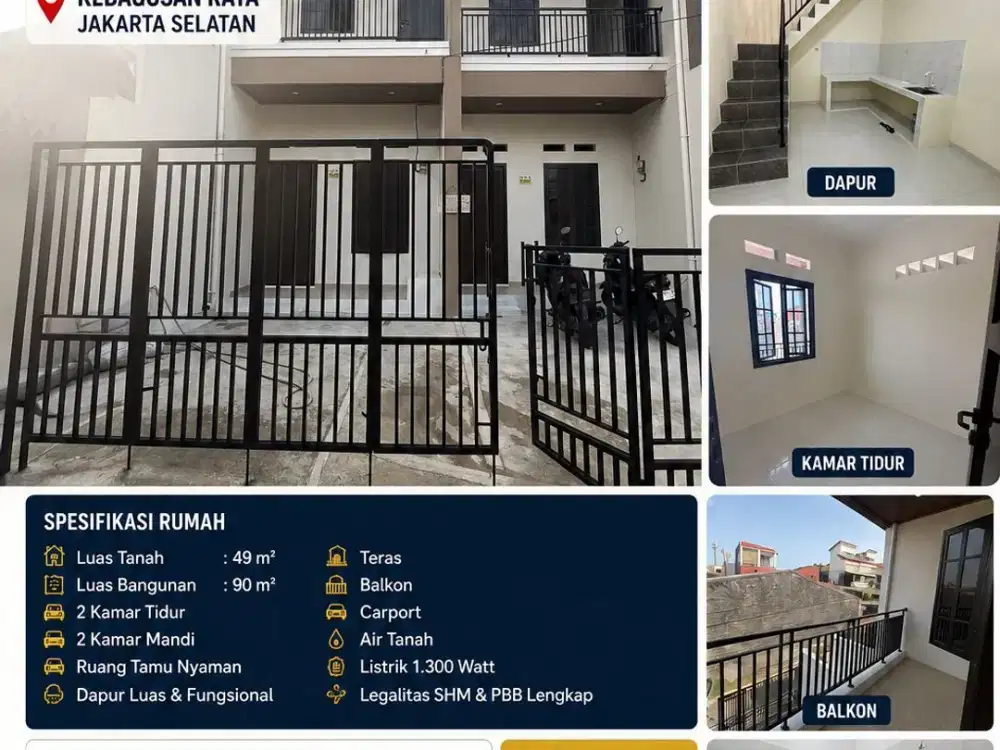 DIJUAL CEPAT RUMAH MINIMALIS 2 LANTAI DIJAKARTA SELATAN