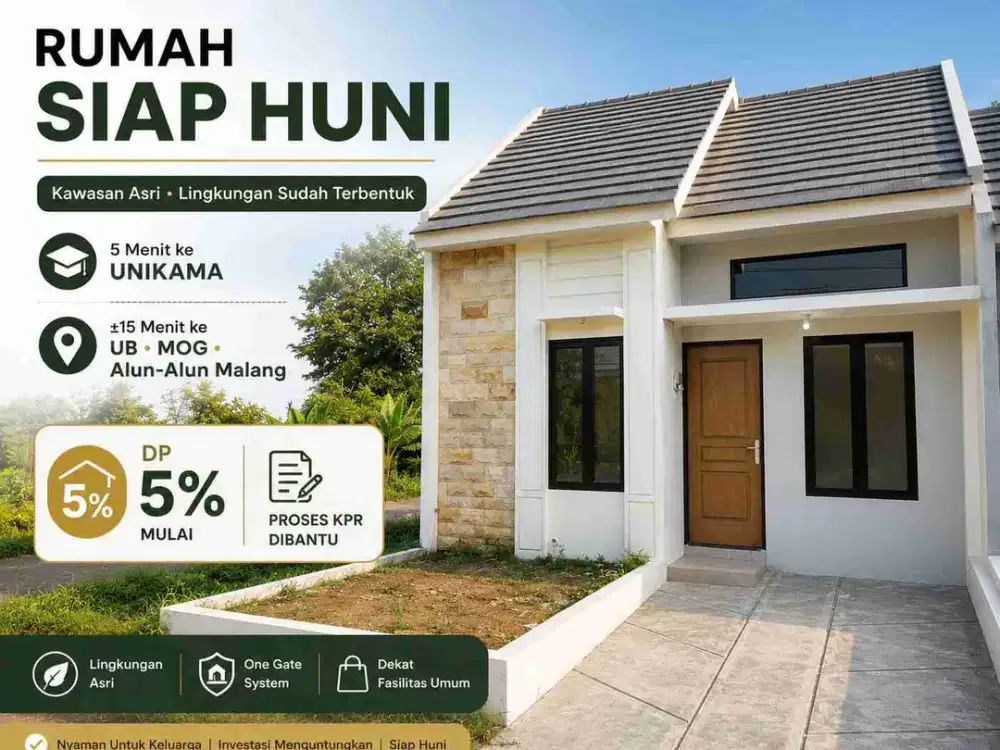 Rumah Siap Huni dengan Akses Cepat ke Kampus, Mall dan Heritage Kota Malang