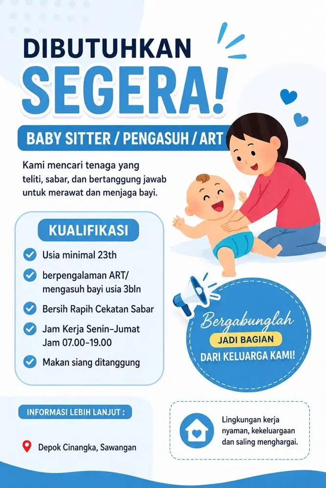 DICARI BabySitter/Pengasuh/ART yang siap kerja